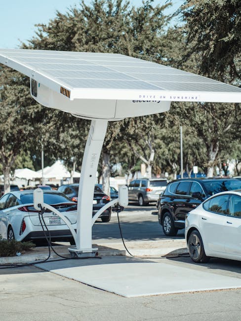 pexels-photo-9800036-9800036 Eco-friendly solar panel charging station for electric vehicles outdoors.